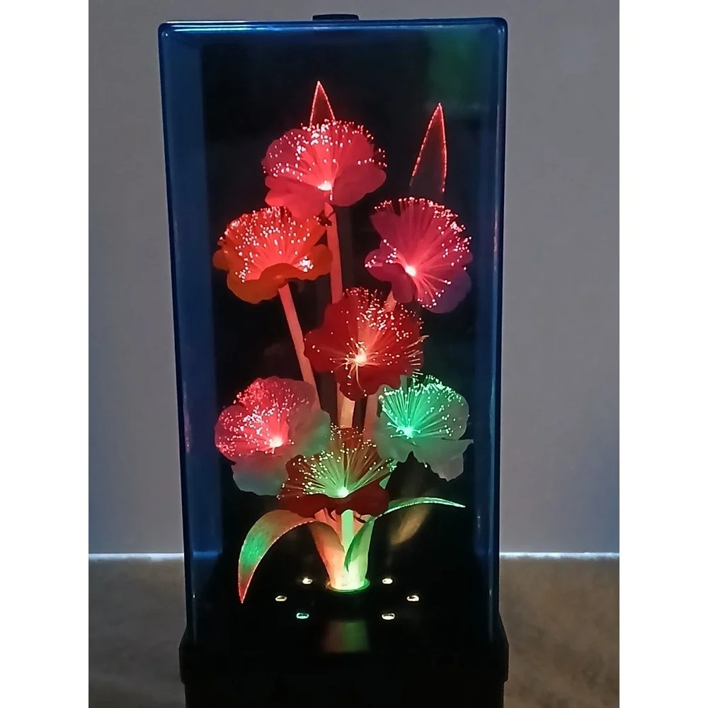 VTG 1999 Spencer Gifts Fiber Optic Flower Lamp Color Changing Light Box